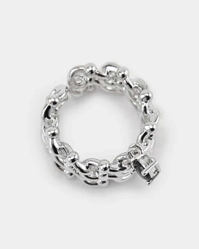 Women’s minimalist rings with polished onyx shine -Core Memory Chainlink Ring