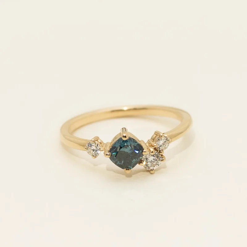 Women’s rings with citrine stones for warmth -Cushion Blue Diamond Ring in 14kt Yellow Gold (3/4ct tw)