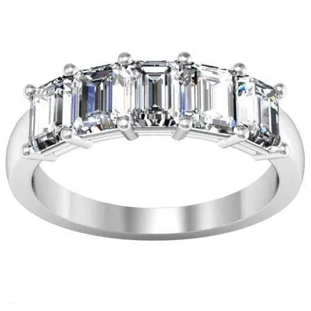 Women’s rings with etched initials for meaning -2.00cttw Shared Prong Emerald Cut Diamond Five Stone Ring