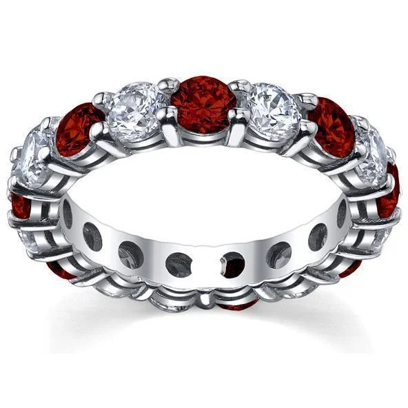 Women’s rings with etched initials for meaning -4.00cttw Diamond and Ruby Eternity Ring