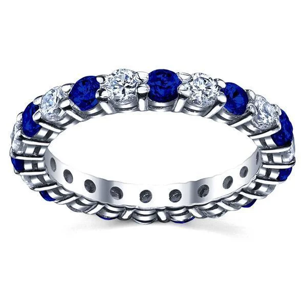 Women’s rings with eternity knot for love -Diamond and Sapphire Eternity Ring 2.00cttw