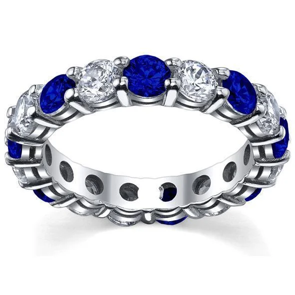 Women’s rings with crescent moonstone for charm -4.00cttw Diamond and Sapphire Eternity Ring