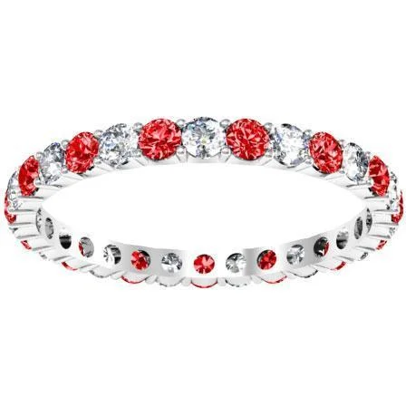 Women’s rings with shield-cut topaz stones -Diamond Eternity Wedding Ring with Rubies 1.00cttw