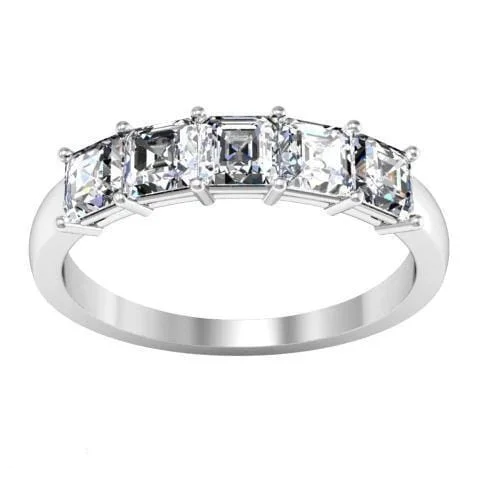 Women’s rings with twisted bands for style -1.00cttw Shared Prong Asscher Cut Diamond Five Stone Ring