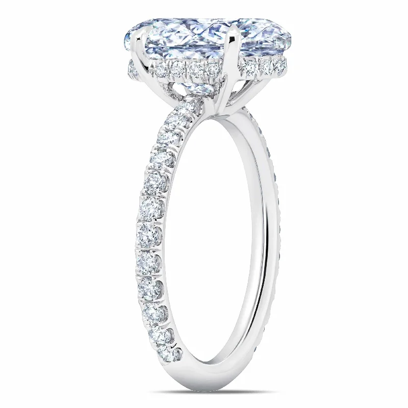 Women’s delicate rings with tiny sapphire accents -Diamond Under Halo Engagement Ring