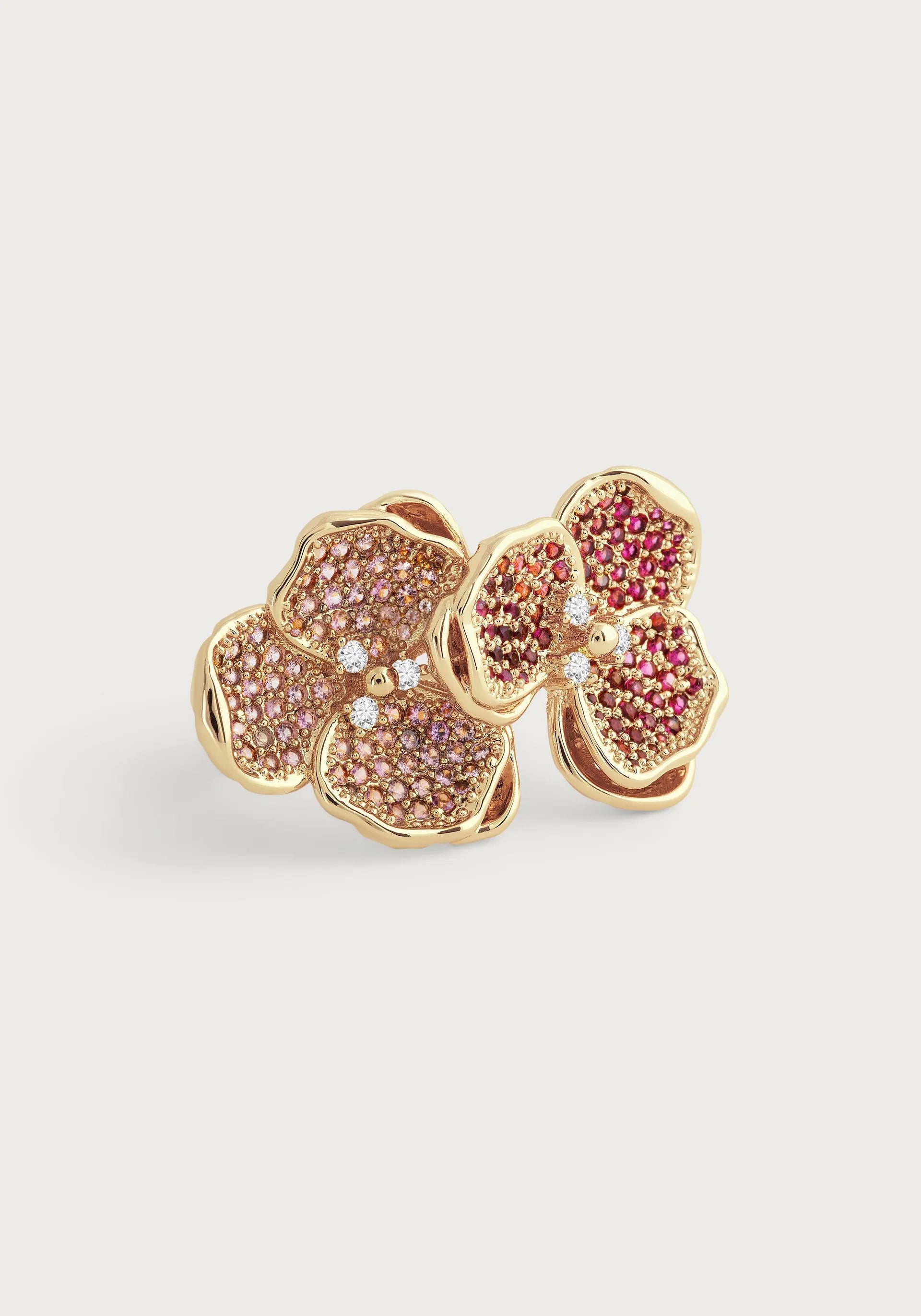 Women’s rings with tiger eye for boldness -Double Orchid Pavé Ring