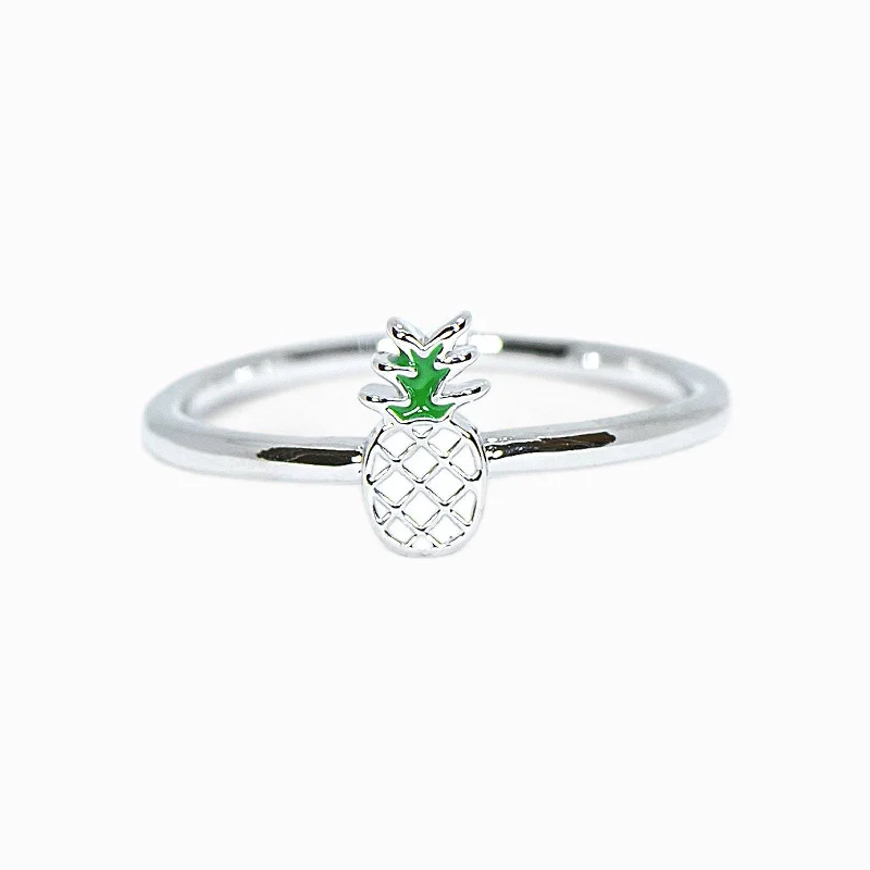 Women’s rings with aventurine for green luck -Enamel Pineapple Ring