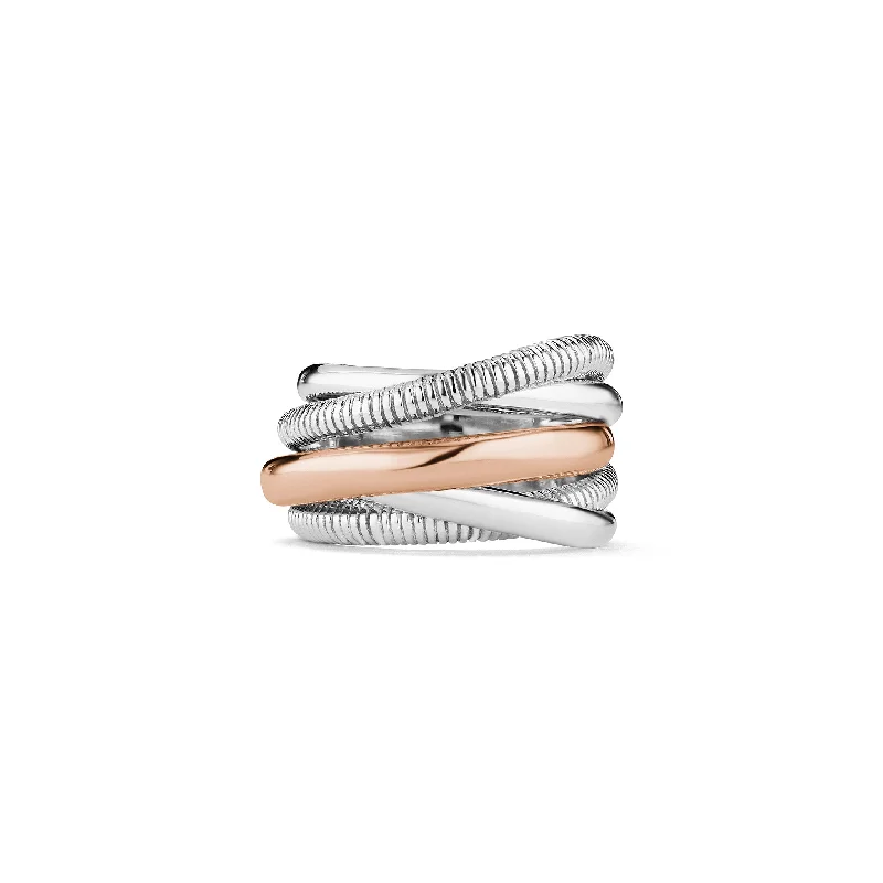 Women’s rings with bold agate for earth -Eternity Five Band Highway Ring with 18K Rose Gold