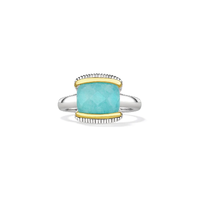 Women’s rings with star sapphire for glow -Eternity Ring with Amazonite and 18K Gold