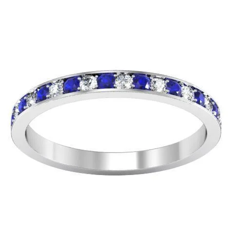 Women’s engagement rings with radiant-cut rubies -Eternity Ring with Pave Blue Sapphires and Diamonds (0.50 cttw)