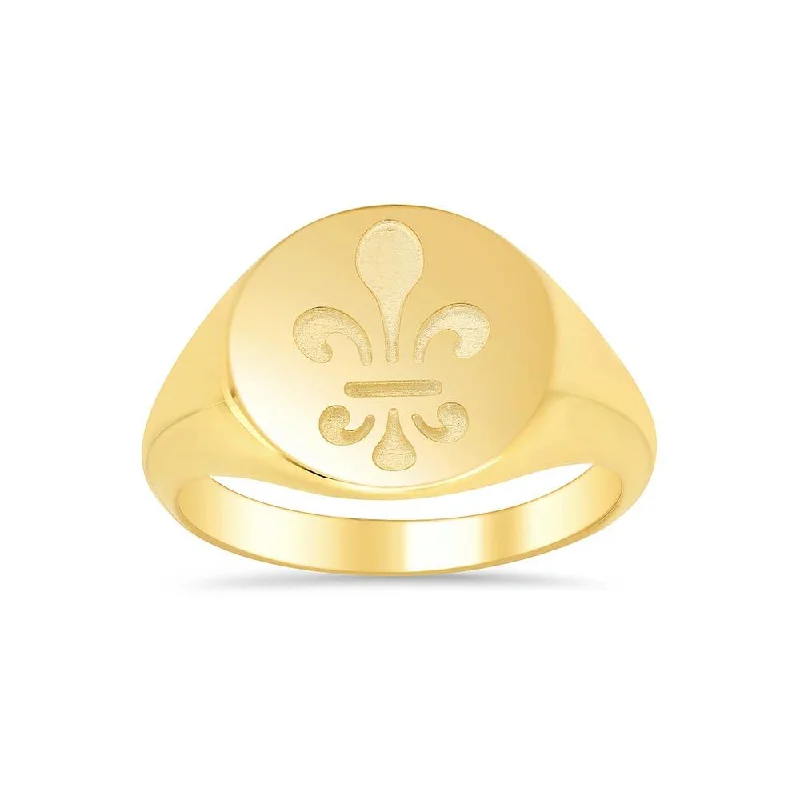 Women’s rings with pearl clusters for elegance -Fleur de lis Signet Ring for Ladies