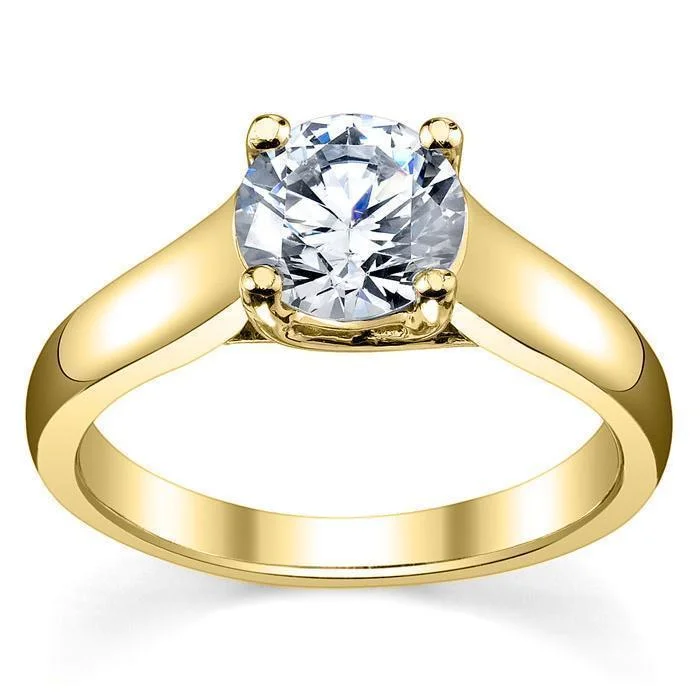 Women’s rings with crown-inspired topaz designs -Forever One Moissanite Solitaire Engagement Ring 18kt Yellow Gold