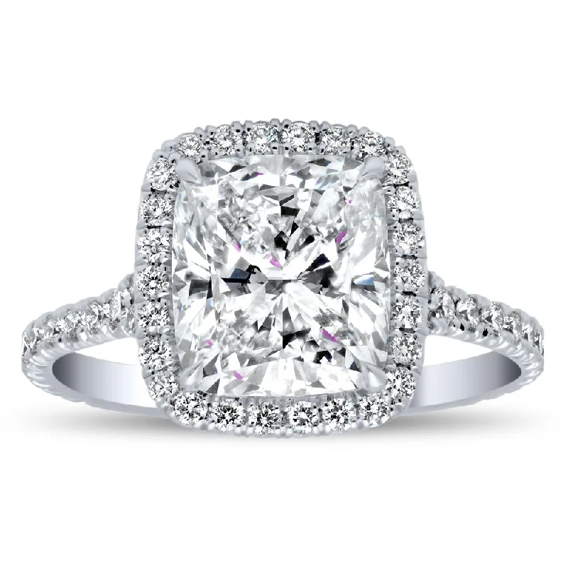 Women’s rings with topaz gems for brilliance -French Cut Pave Diamond Halo Engagement Ring