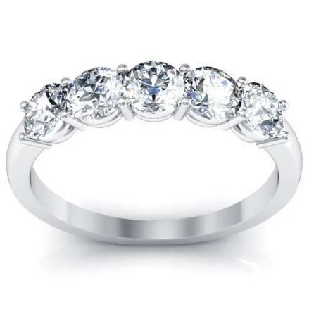 Women’s rings with engraved constellations for stars -1.00cttw Shared Prong Round GIA Certified Diamond Five Stone Ring