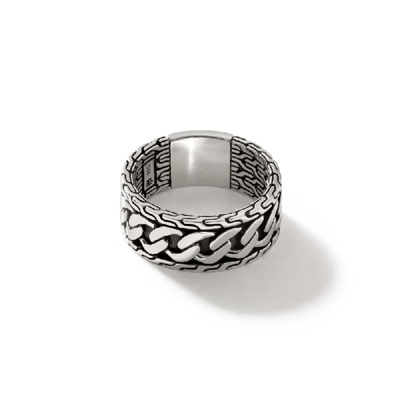 Women’s rings with raw turquoise for texture -John Hardy Sterling Silver Curb Link Band Ring