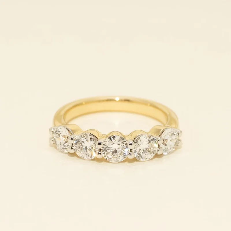 Women’s rings with etched initials for meaning -Lab Grown Five Stone Diamond Band in 14kt Yellow Gold (2ct tw)