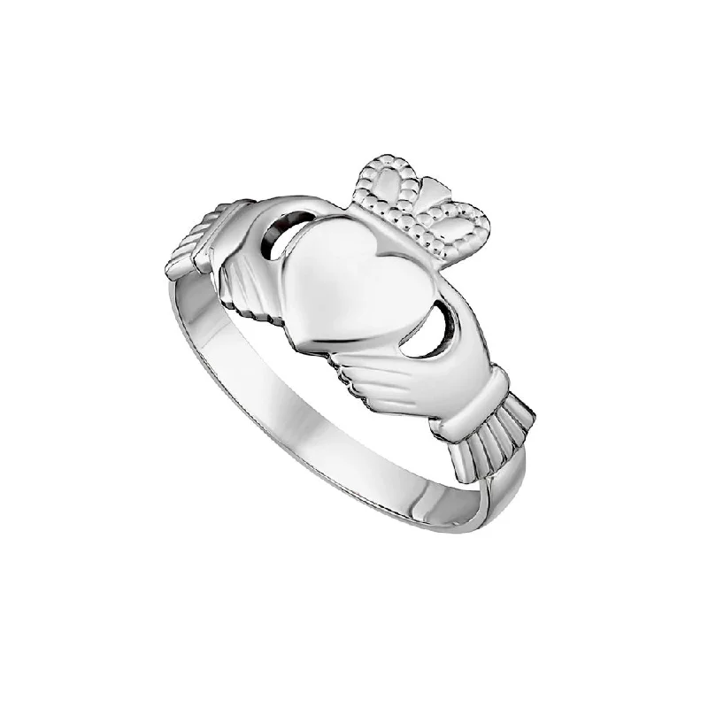 Women’s rings with yin-yang onyx designs -Ladies Sterling Silver Claddagh Ring