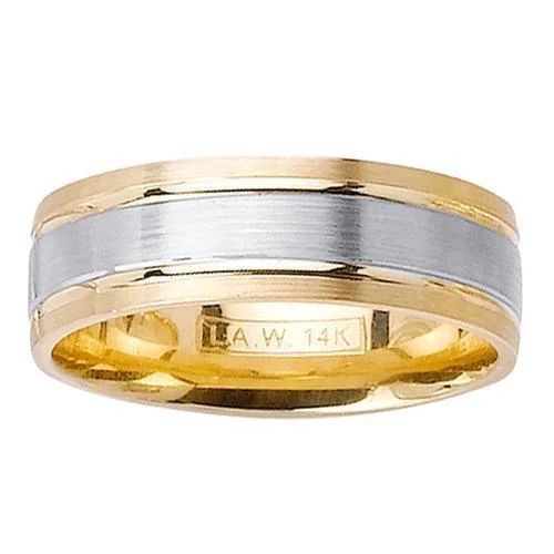 Women’s rings with knot designs for symbolism -Mens Two Tone Ring with Comfort Fit in 7mm 14kt Gold