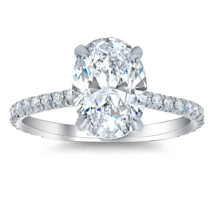 Women’s rings with starburst sapphire for radiance -Oval Forever One Moissanite Pave Engagement Ring