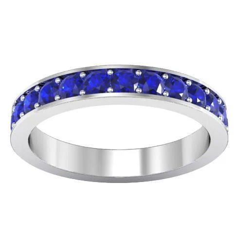 Women’s rings with shield-cut topaz stones -Pave Blue Sapphire Eternity Ring (1.30 cttw)