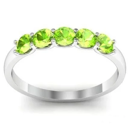 Women’s rings with rainbow moonstone for play -0.50cttw U Prong Peridot Five Stone Ring