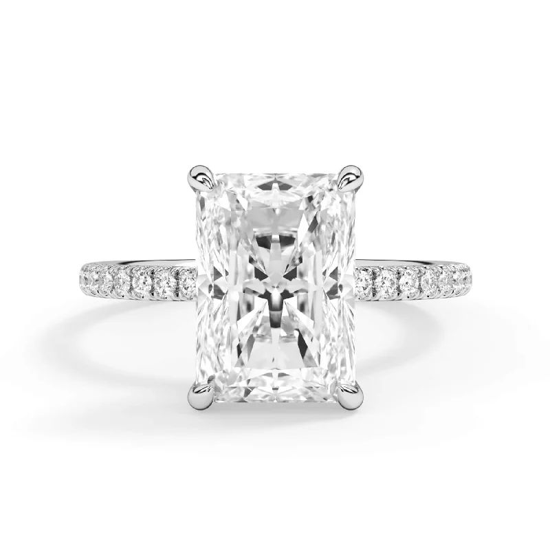 Women’s rings with engraved floral band patterns -Petite Pave Engagement Ring Setting