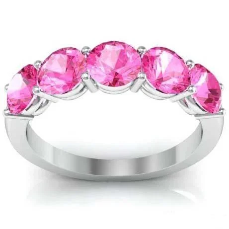 Women’s rings with topaz gems for brilliance -2.00cttw Shared Prong Pink Sapphire 5 Stone Ring