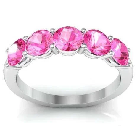 Women’s rings with citrine stones for warmth -1.50cttw Shared Prong Pink Sapphire Five Stone Ring