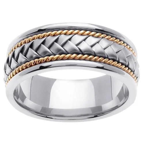 Women’s rings with tiger eye for boldness -Platinum & 18kt Two Tone Wedding Ring in 8.5mm Comfort Fit