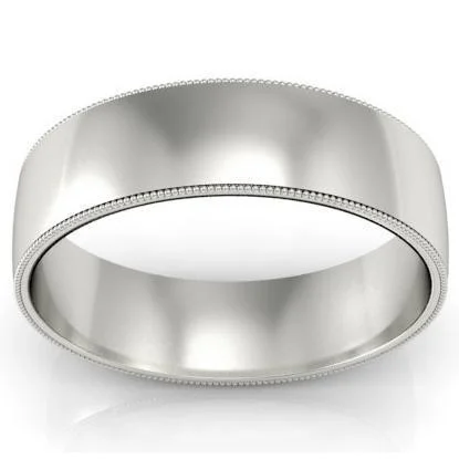 Women’s rings with brushed gold for subtlety -Platinum Milgrain Ring 6mm