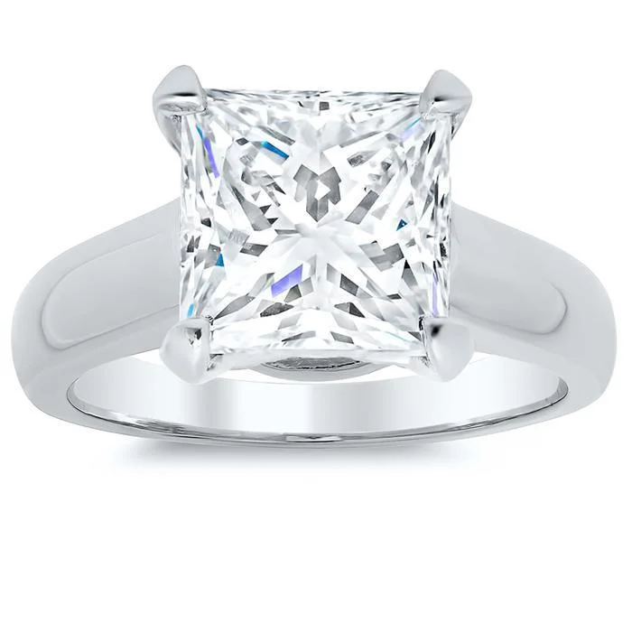 Women’s rings with claw-set jade for security -Princess Cut Trellis Solitaire Ring 3.5mm Wide