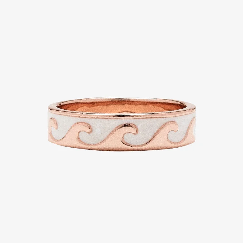 Women’s bridal rings with diamond halo settings -Reversible Enamel Wave Ring