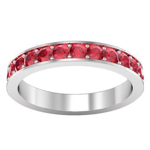 Women’s rings with crescent moonstone for charm -Ruby Pave Eternity Ring (1.30 cttw)