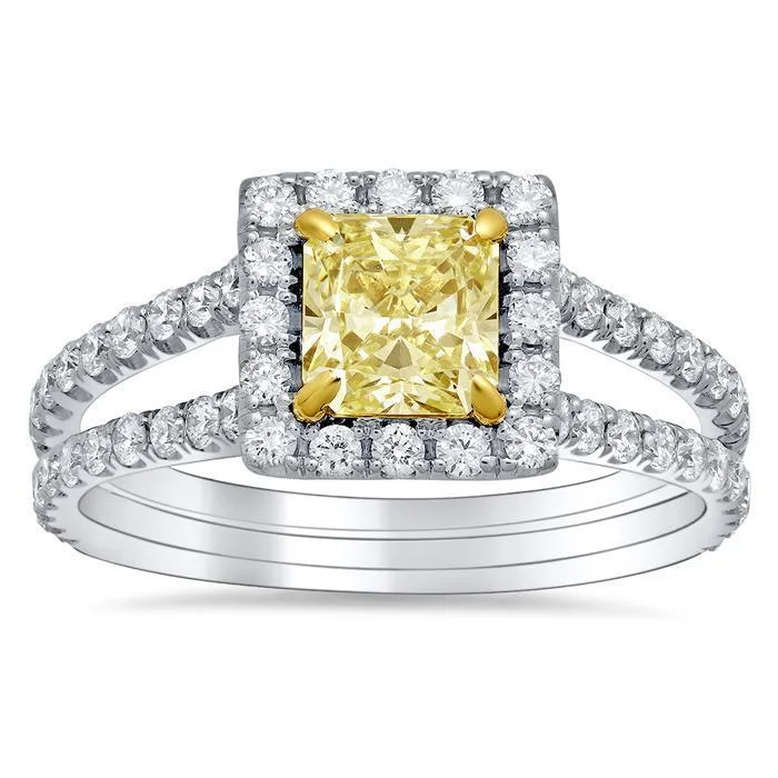 Women’s rings with butterfly motifs for whimsy -Split Shank Canary Diamond Engagement Ring