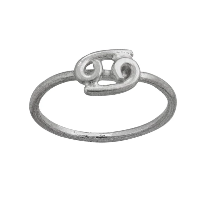 Women’s rings with matte silver for understated -Sterling Silver Cancer Ring