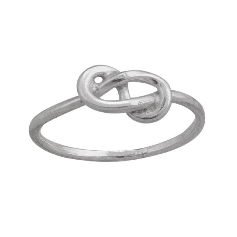 Women’s custom rings with engraved love messages -Sterling Silver Figure 8 Knot Ring