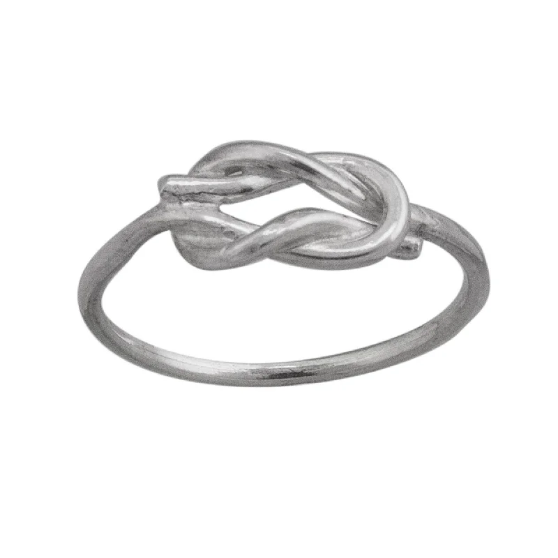 Women’s rings with crescent peridot for green -Sterling Silver Square Knot Ring