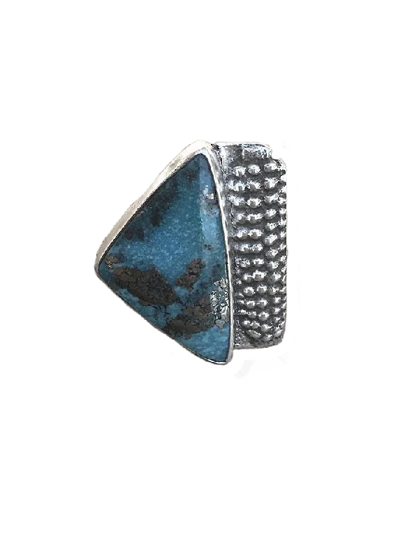 Women’s dainty rings with floral opal motifs -J Pajarito Turq Ring with Silver Corn