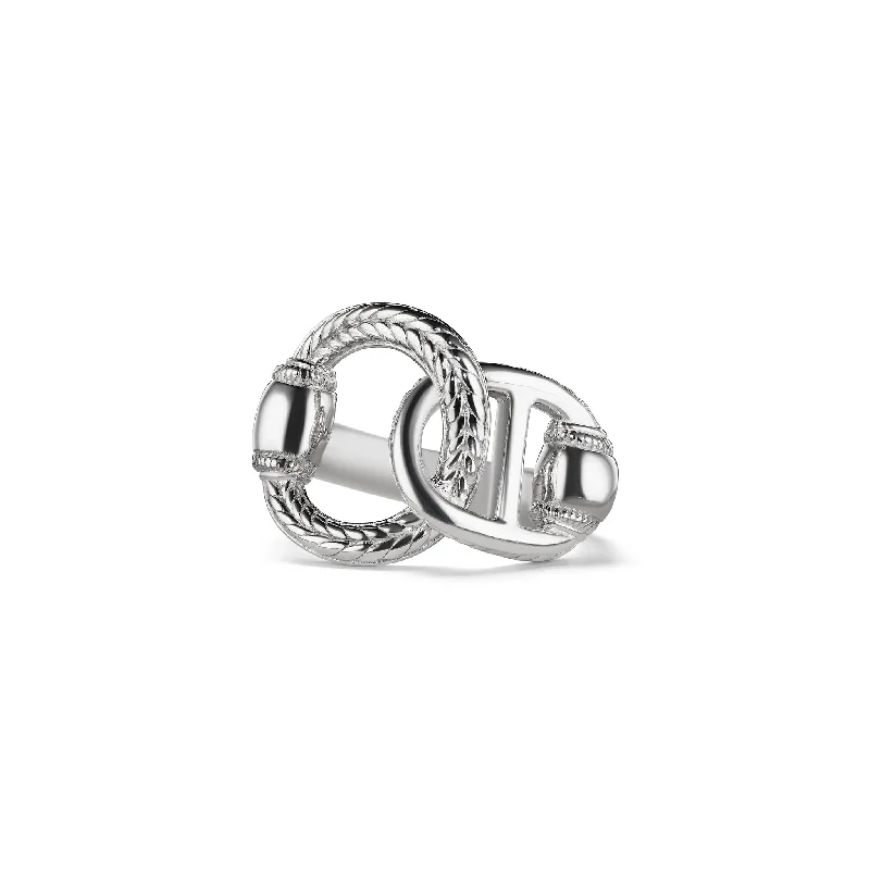 Women’s rings with hematite for metallic shine -Vienna Interlocking Ring