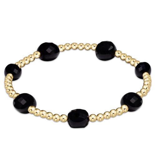 Bangles with agate slices for earthy look -Admire Gold 3mm Bead Bracelet - Faceted Onyx