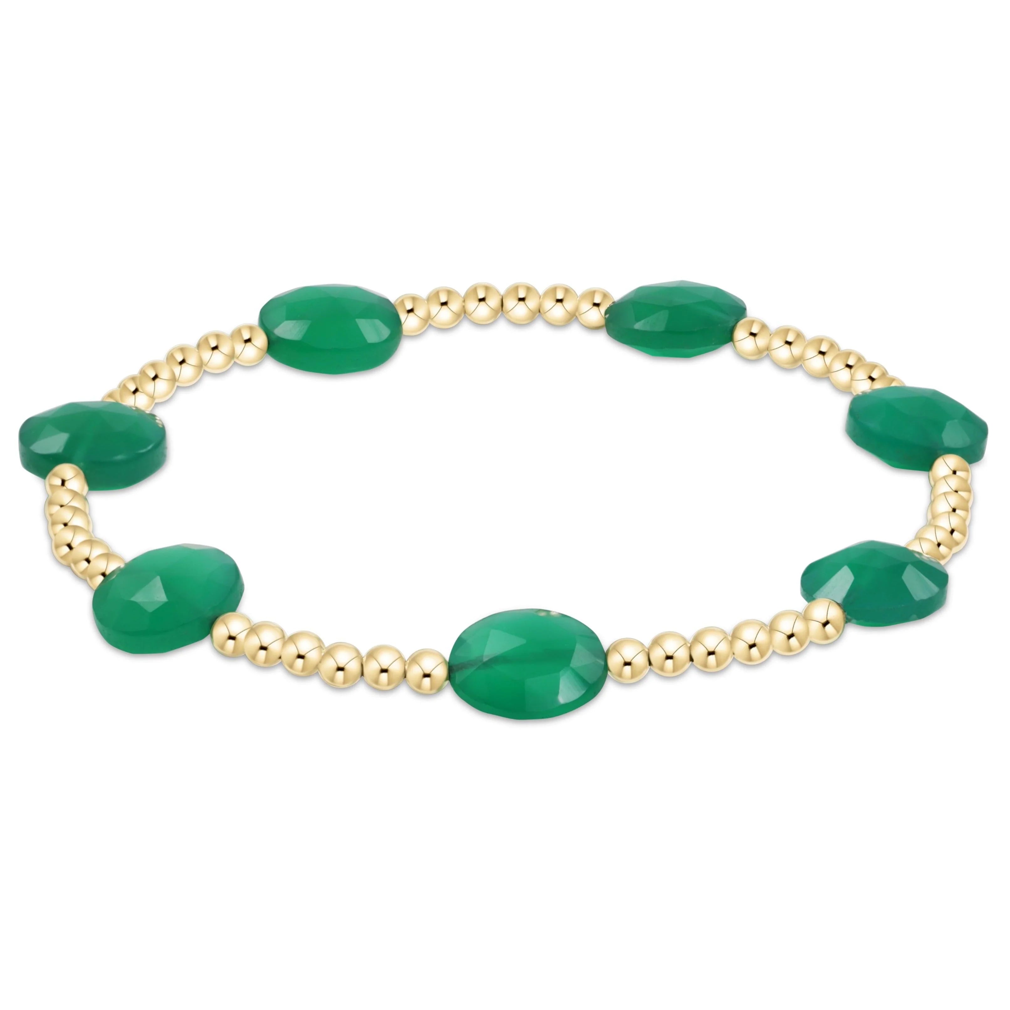 Bracelets with open cuff for easy wear -Admire Gold 3mm Bead Bracelet - Green Onyx