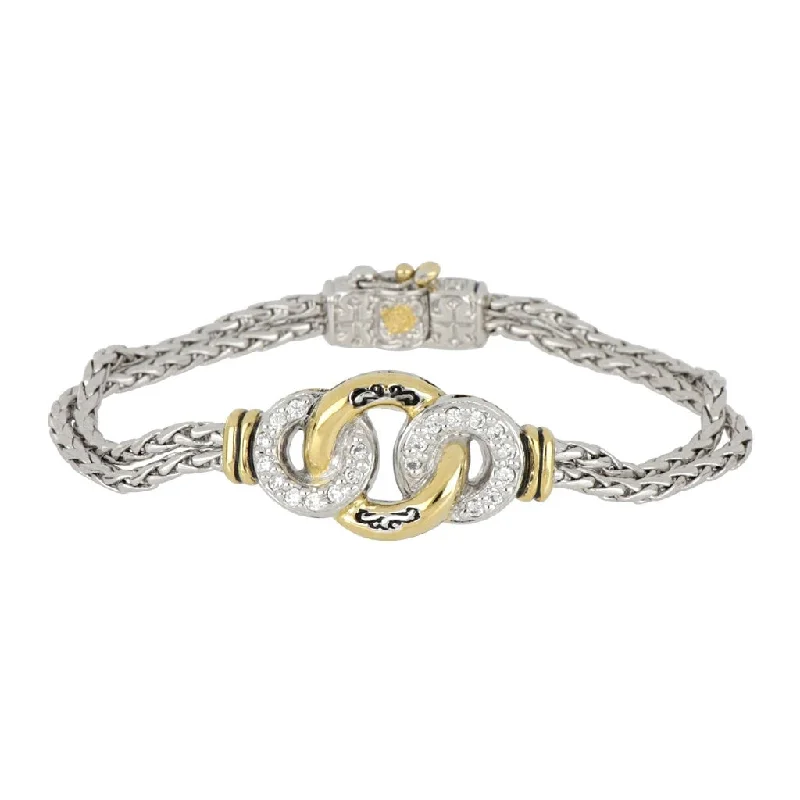 Bracelets with wave engravings for ocean vibes -Ciclo D'Amor Pavé & Gold Double Strand Bracelet