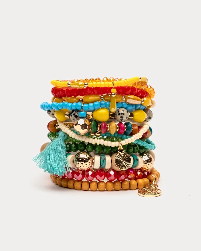 Bangles with raw citrine for sunny charm -Cabo Beaded Stacked Bracelet