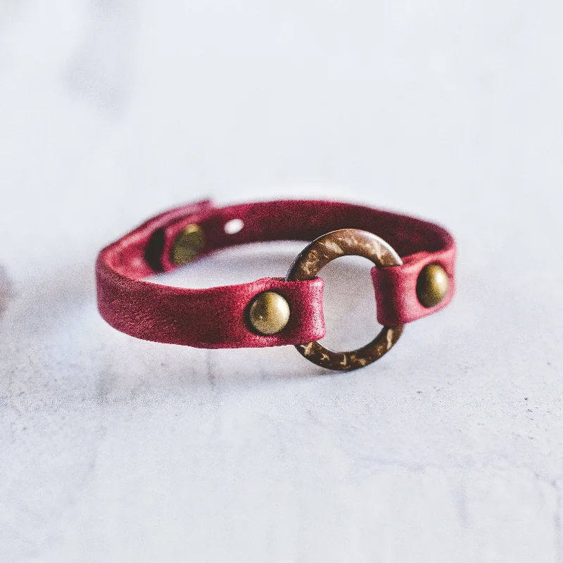 Rose gold bangles with geometric cutout designs -Circle of Love Bracelet - Antique Brass