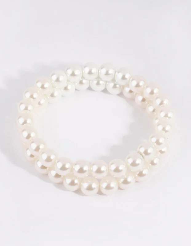 Bracelets with adjustable chains for perfect fit -Pearl Stretch Bracelet Set