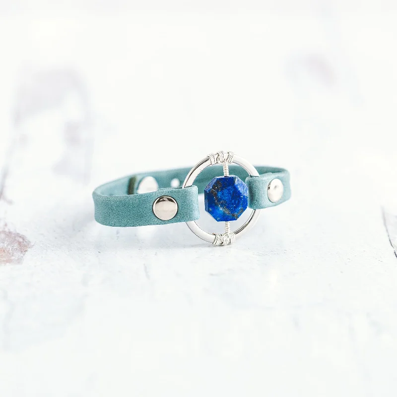 Bangles with engraved floral patterns for elegance -Be the Light Bracelet - Silver & Sky Blue - Lapis Lazuli