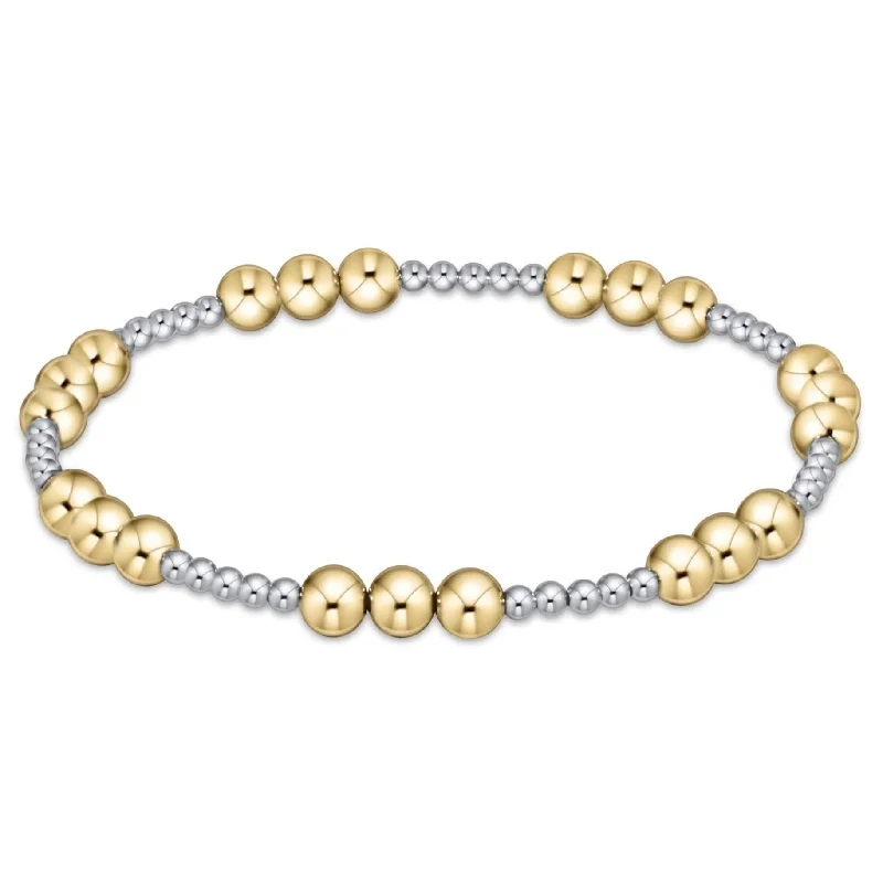 Gold bracelets with delicate diamond charm accents -Classic Joy Pattern 5mm Bead Bracelet - mixed metal