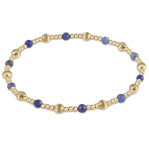 Bangles with claw-set stones for security -Dignity Sincerity Pattern 4mm Bead Bracelet - Lapis