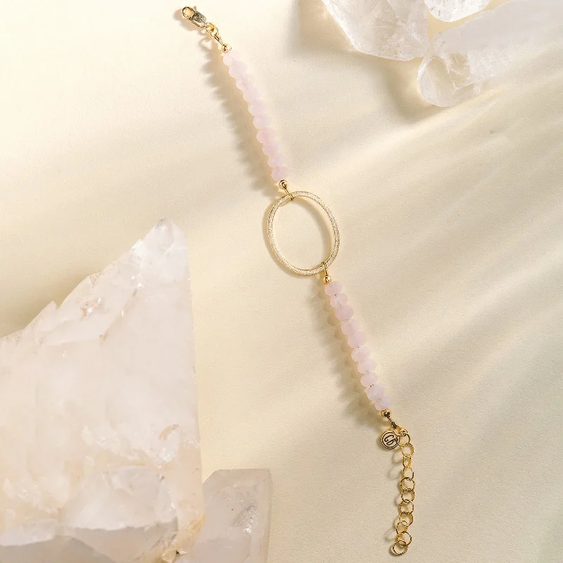 Bangles with aquamarine stones for sea hues -Crystal Bracelet - Rose Quartz