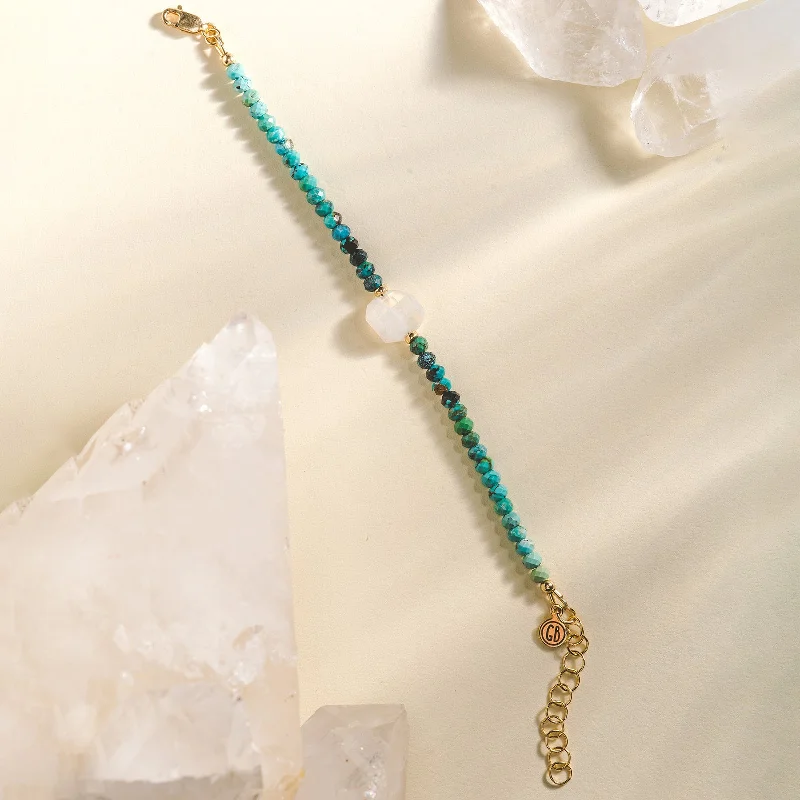 Bracelets with peridot stones for fresh green -Crystal Bracelet - Moonstone and Turquoise